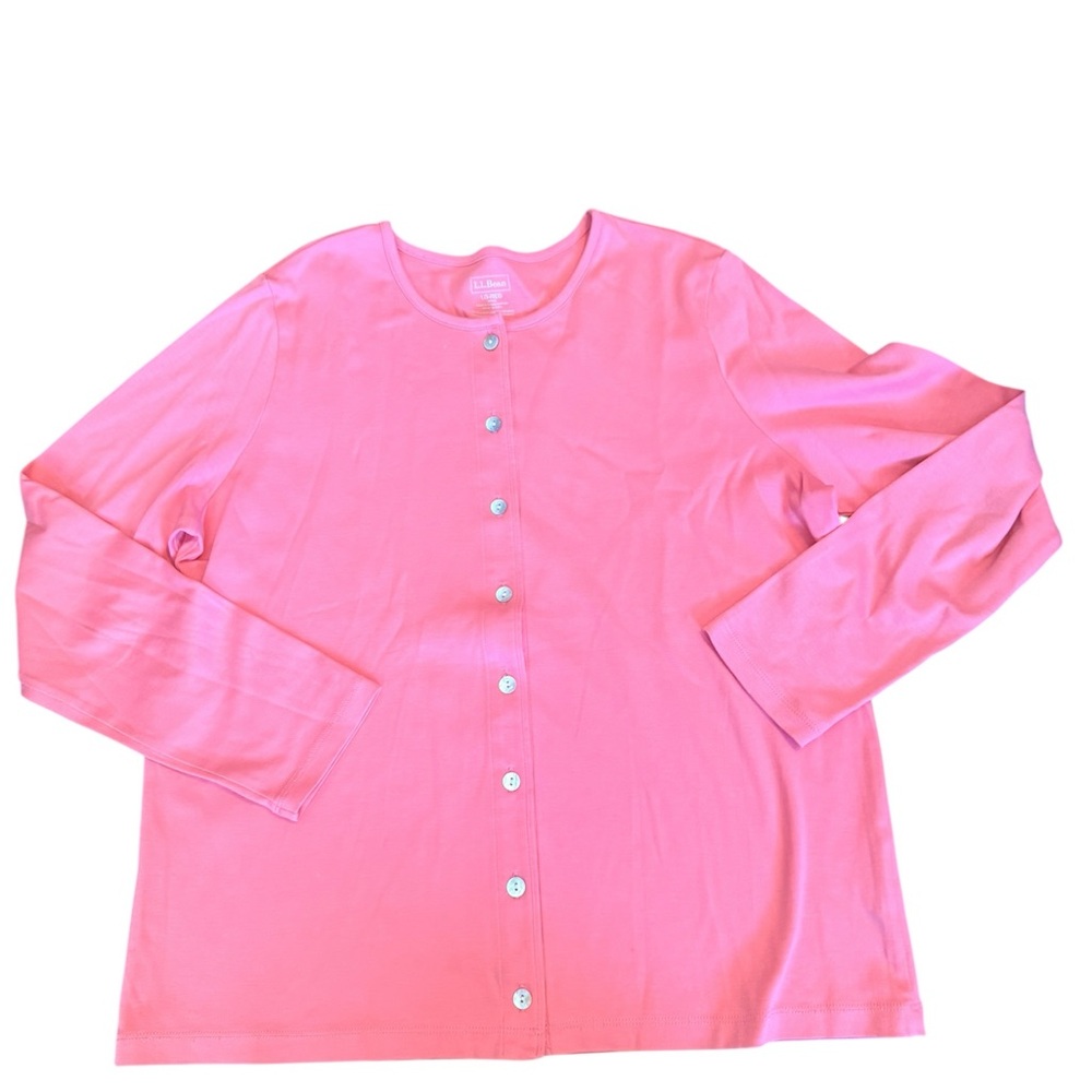 L.L. Bean Coral Pink Button Down Long Sleeve Tee